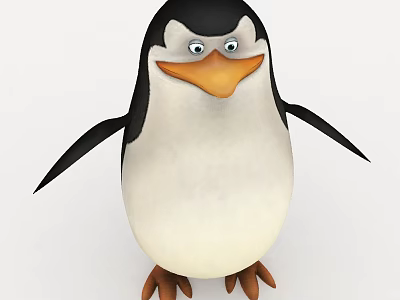 Cartoon Penguin Character With Black And White Body Orange Beak And Friendly Expression 3d model