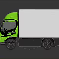 Green Cab 3D Truck Model Featuring White Cargo Box And Black Wheels