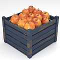 Fresh Red Apples Filled in Blue Wooden Crate on White Background