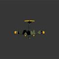 Camouflage Green Twin Engine Airplane Model With Yellow Wing Tips And Black Cross Markings