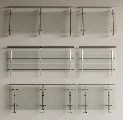 Sleek Glass And Metal Railings With Modern Design In Various Interior Styles 3d model