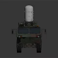 Weapon System Mounted On Camouflage Military Truck With White Cylindrical Device And Multi Wheels