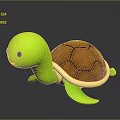 Adorable Green Turtle Character With Brown Textured Shell In 3D Cartoon Design