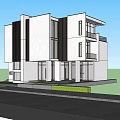 Modern Detached Villa With White Facade Large Glass Windows And Surrounding Greenery