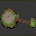 Floating Islands With Circular Pavilion Connected By Wooden Bridge Green Plants And Red Mushrooms