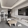Modern Living Dining Room Interior With White Sofa Wooden Coffee Table And Dining Chairs