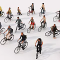 Diverse Group of People Riding Bicycles in Various Outfits and Different Styles
