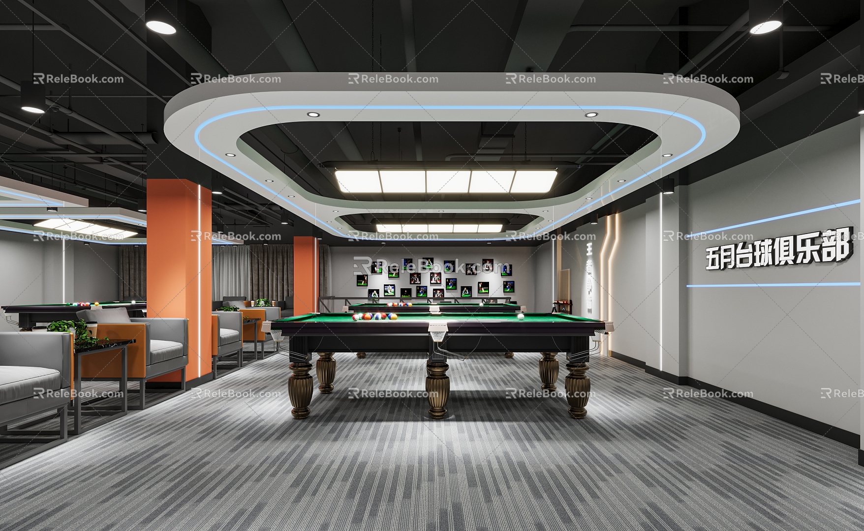 Modern Billiard Room 3d model