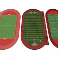 Multiple Football Fields With Different Green Turf Layouts And Red Borders Top View