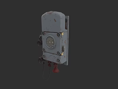 Vintage Gray Weapon Control Device With Circular Dial Knobs And Red Components 3d model