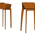 Modern Brown Bar Stools With Backrest And Slim Legs Design 3d model