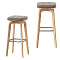 Modern Wooden Bar Stools With Upholstered Seat And Sturdy Support Frame
