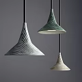 Modern Wave Patterned Pendant Lights In Gray Green And Beige Conical Design 3d model