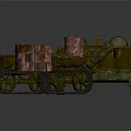 Green Tracked Military Vehicle With Red Fuel Cans And Vintage Design