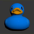 Blue Rubber Duck Bath Toy For Kids With Yellow Beak And Smooth Surface
