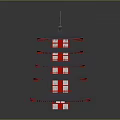 Traditional Five Story Pagoda Architecture With Gray Roof And Red Structure Design