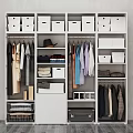 Modern White Wardrobe With Open Storage Hanging Clothes Drawers And Boxes 3d model
