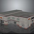 Liquor Store Commercial Building Exterior With Gray Roof Beige Walls Red Trim And Brick Base