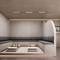 Modern Club Interior With Comfortable Reclining Chairs Reception Desk And Decorative Plants