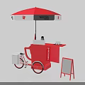 Mobile Red Tricycle Utility Cart With White Storage Box And Signboard
