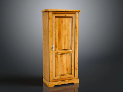 Standing Single Door Wooden Cabinet With Natural Wood Grain And Light Finish 3d model