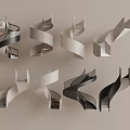 Modern Elegant Spiral Stairs Design With Black White Beige Curved Architectural Styles