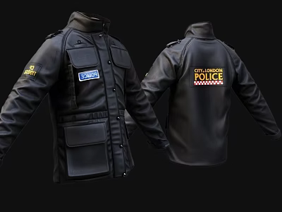LAPD Police Black Uniform Jacket With Tactical Design And Official Badge 3d model