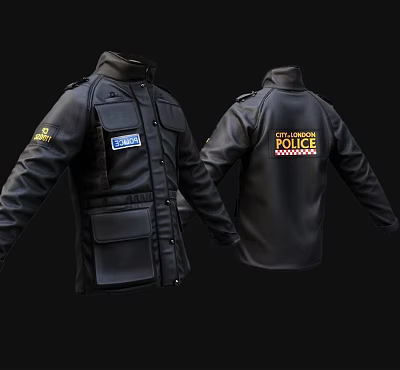 LAPD Police Black Uniform Jacket With Tactical Design And Official Badge 3d model