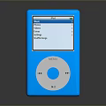 Blue iPod Digital Media Player with Computer Sync Features and Music Playlist Screen 3d model
