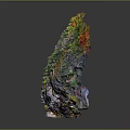 Colorful Garden Landscape Design With Rockery Lush Green Vegetation And Red Orange Accents