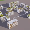 Modern Hotel Building Complex With Multi Storey Design And Green Roof 3d model