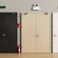 Fire Safety Equipment With Different Colored Doors Door Closers Fire Extinguishers And Exit Signs