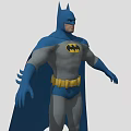 Iconic Batman Game Movie Character Design Featuring Blue Cape Gray Suit Yellow Belt and Bat Symbol