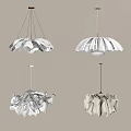 Modern White Chandeliers with Petal Shaped and Pleated Designs in Various Styles