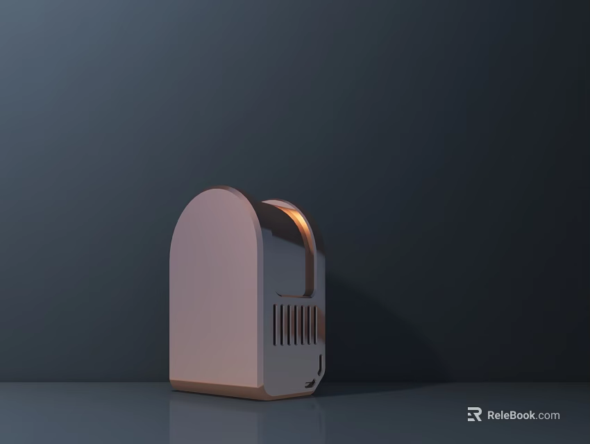 Copper Colored Small Device With Curved Top And Ventilation Slots On Dark Background 3d model 