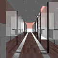 Modern SPA Sauna Interior With Long Corridor Towel Racks And Tile Floor