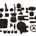 Assorted Metal Mechanical Parts Collection Including Wheels Gears Bolts And Boxes