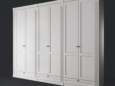 Modern White Dresser With Cabinet Doors And Drawers For Bedroom Storage 3d model