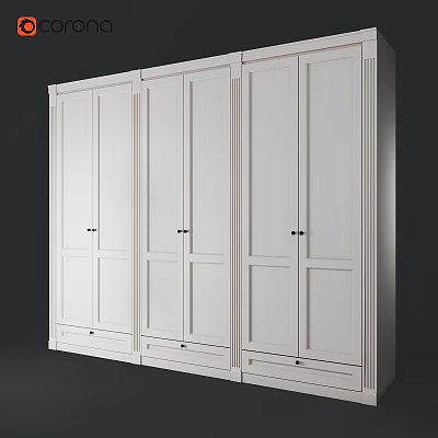 Modern White Dresser With Cabinet Doors And Drawers For Bedroom Storage 3d model