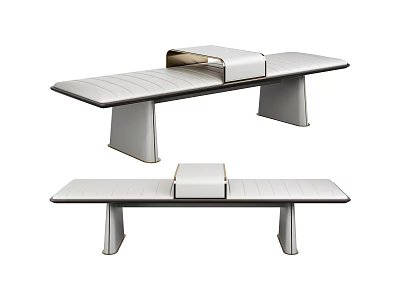 Modern White Leather Ottoman with Stylish Sleek Design and Practical Storage Compartment 3d model