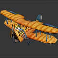 Colorful Biplane Passenger Plane With Orange Wings And Blue Accents