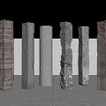 Diverse Textured Columns With Various Surface Designs And Architectural Structures 3d model