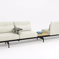 Light Beige Modern Minimalist Sectional Sofa With Small Side Table And Stack Of Books 3d model