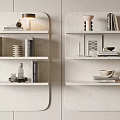 Minimalist White Wall Cabinets With Shelves Displaying Books And Decorative Items