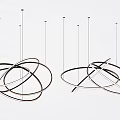 Modern Minimalist Chandelier Design With Intertwined Metal Ring Structures And Sleek Lines