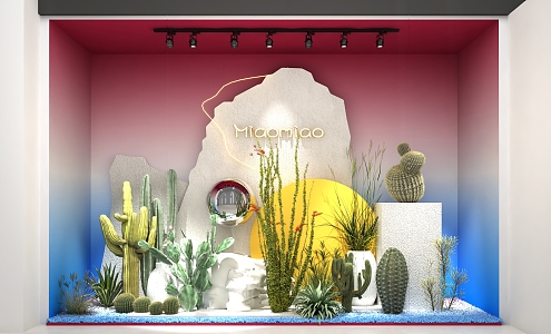 Shopping Mall Window Display Window Beauty Plant Combination 3d model