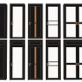 Stylish Modern Swing Doors Featuring Different Glass Panel and Frame Designs 3d model