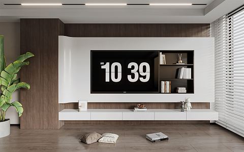 Modern TV background wall 3d model