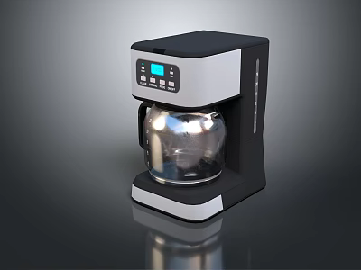 Modern Electric Coffee Maker with Digital Display and Stainless Steel Carafe 3d model
