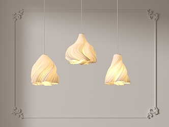 Cream Wind Chandelier Combination French Middle Style Skirt Chandelier 3d model